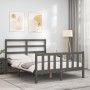 Estructura de cama con cabecero madera maciza gris 140x200 cm de vidaXL, Camas y somieres - Ref: Foro24-3191908, Precio: 152,...