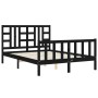 Double bed frame with black solid wood headboard by vidaXL, Beds and slatted bases - Ref: Foro24-3191950, Price: 178,99 €, Di...