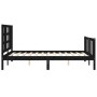 Double bed frame with black solid wood headboard by vidaXL, Beds and slatted bases - Ref: Foro24-3191950, Price: 178,99 €, Di...