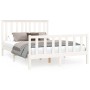 Bed frame with white pine wood headboard 140x200 cm by vidaXL, Beds and slatted bases - Ref: Foro24-3188207, Price: 137,84 €,...