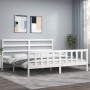 Estructura de cama con cabecero madera maciza blanco 200x200 cm de vidaXL, Camas y somieres - Ref: Foro24-3191927, Precio: 14...