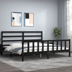 Estructura de cama con cabecero madera maciza negro 200x200 cm de vidaXL, Camas y somieres - Ref: Foro24-3191930, Precio: 196...