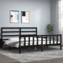 Bed frame with black solid wood headboard 200x200 cm by vidaXL, Beds and slatted bases - Ref: Foro24-3191930, Price: 196,99 €...