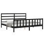 Bed frame with black solid wood headboard 200x200 cm by vidaXL, Beds and slatted bases - Ref: Foro24-3191930, Price: 191,48 €...