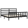 Bed frame with black solid wood headboard 200x200 cm by vidaXL, Beds and slatted bases - Ref: Foro24-3191930, Price: 191,48 €...