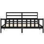 Bed frame with black solid wood headboard 200x200 cm by vidaXL, Beds and slatted bases - Ref: Foro24-3191930, Price: 191,48 €...