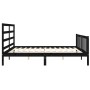 Bed frame with black solid wood headboard 200x200 cm by vidaXL, Beds and slatted bases - Ref: Foro24-3191930, Price: 191,48 €...