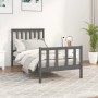 Gray pine wood bed frame with headboard 100x200cm by vidaXL, Beds and slatted bases - Ref: Foro24-3188198, Price: 148,18 €, D...