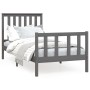 Gray pine wood bed frame with headboard 100x200cm by vidaXL, Beds and slatted bases - Ref: Foro24-3188198, Price: 148,18 €, D...