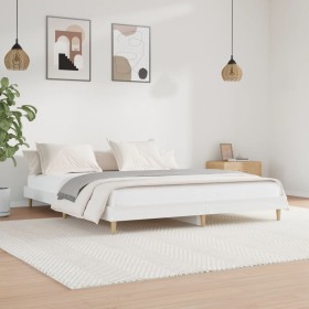 Glossy white engineered wood bed frame 200x200cm by vidaXL, Beds and slatted bases - Ref: Foro24-832007, Price: 119,29 €, Dis...