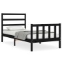 Single bed frame with black solid wood headboard by vidaXL, Beds and slatted bases - Ref: Foro24-3191870, Price: 127,99 €, Di...