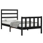 Single bed frame with black solid wood headboard by vidaXL, Beds and slatted bases - Ref: Foro24-3191870, Price: 127,99 €, Di...