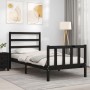 Single bed frame with black solid wood headboard by vidaXL, Beds and slatted bases - Ref: Foro24-3191870, Price: 127,99 €, Di...