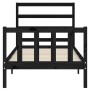 Single bed frame with black solid wood headboard by vidaXL, Beds and slatted bases - Ref: Foro24-3191870, Price: 127,99 €, Di...