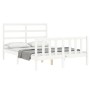 Double bed frame with white solid wood headboard by vidaXL, Beds and slatted bases - Ref: Foro24-3191877, Price: 130,86 €, Di...