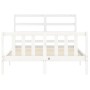 Double bed frame with white solid wood headboard by vidaXL, Beds and slatted bases - Ref: Foro24-3191877, Price: 130,86 €, Di...