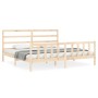 Bed frame with solid wood headboard 200x200 cm by vidaXL, Beds and slatted bases - Ref: Foro24-3191926, Price: 131,99 €, Disc...