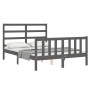 Gray solid wood bed frame with headboard 140x190 cm by vidaXL, Beds and slatted bases - Ref: Foro24-3191888, Price: 134,66 €,...