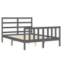 Gray solid wood bed frame with headboard 140x190 cm by vidaXL, Beds and slatted bases - Ref: Foro24-3191888, Price: 134,66 €,...