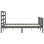 Gray solid wood bed frame with headboard 140x190 cm by vidaXL, Beds and slatted bases - Ref: Foro24-3191888, Price: 134,66 €,...