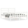 White solid wood bed frame with headboard 160x200 cm by vidaXL, Beds and slatted bases - Ref: Foro24-3191917, Price: 143,13 €...