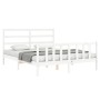 White solid wood bed frame with headboard 160x200 cm by vidaXL, Beds and slatted bases - Ref: Foro24-3191917, Price: 143,13 €...