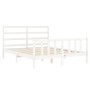 White solid wood bed frame with headboard 160x200 cm by vidaXL, Beds and slatted bases - Ref: Foro24-3191917, Price: 143,13 €...