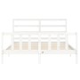 White solid wood bed frame with headboard 160x200 cm by vidaXL, Beds and slatted bases - Ref: Foro24-3191917, Price: 143,25 €...