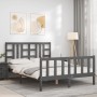 Double bed frame with gray solid wood headboard by vidaXL, Beds and slatted bases - Ref: Foro24-3191948, Price: 147,16 €, Dis...