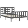 Estructura cama de matrimonio con cabecero madera maciza gris de vidaXL, Camas y somieres - Ref: Foro24-3191948, Precio: 147,...