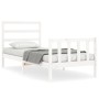 White solid wood bed frame with headboard 90x200 cm by vidaXL, Beds and slatted bases - Ref: Foro24-3191892, Price: 94,94 €, ...