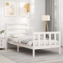 White solid wood bed frame with headboard 90x200 cm by vidaXL, Beds and slatted bases - Ref: Foro24-3191892, Price: 94,94 €, ...