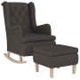 Sillón con patas mecedoras y taburete de tela gris oscuro de vidaXL, Sillones - Ref: Foro24-3121273, Precio: 272,31 €, Descue...