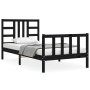 Bed frame with black solid wood headboard 100x200 cm by vidaXL, Beds and slatted bases - Ref: Foro24-3191965, Price: 134,83 €...