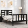 Bed frame with black solid wood headboard 100x200 cm by vidaXL, Beds and slatted bases - Ref: Foro24-3191965, Price: 134,83 €...