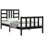 Bed frame with black solid wood headboard 100x200 cm by vidaXL, Beds and slatted bases - Ref: Foro24-3191965, Price: 134,83 €...