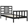 Bed frame with black solid wood headboard 100x200 cm by vidaXL, Beds and slatted bases - Ref: Foro24-3191965, Price: 134,83 €...