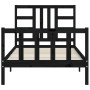 Bed frame with black solid wood headboard 100x200 cm by vidaXL, Beds and slatted bases - Ref: Foro24-3191965, Price: 134,83 €...