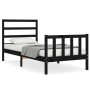 Bed frame with black solid wood headboard 100x200 cm by vidaXL, Beds and slatted bases - Ref: Foro24-3191900, Price: 126,13 €...