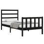 Bed frame with black solid wood headboard 100x200 cm by vidaXL, Beds and slatted bases - Ref: Foro24-3191900, Price: 126,13 €...