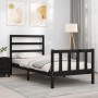 Bed frame with black solid wood headboard 100x200 cm by vidaXL, Beds and slatted bases - Ref: Foro24-3191900, Price: 126,13 €...