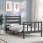 Estructura de cama con cabecero madera maciza gris 100x200 cm de vidaXL, Camas y somieres - Ref: Foro24-3192028, Precio: 112,...