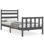 Estructura de cama con cabecero madera maciza gris 100x200 cm de vidaXL, Camas y somieres - Ref: Foro24-3192028, Precio: 112,...