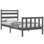 Estructura de cama con cabecero madera maciza gris 100x200 cm de vidaXL, Camas y somieres - Ref: Foro24-3192028, Precio: 112,...