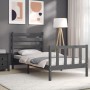 Estructura de cama con cabecero madera maciza gris 100x200 cm de vidaXL, Camas y somieres - Ref: Foro24-3192028, Precio: 112,...