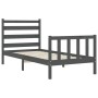 Estructura de cama con cabecero madera maciza gris 100x200 cm de vidaXL, Camas y somieres - Ref: Foro24-3192028, Precio: 112,...