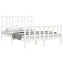 White solid wood bed frame with headboard 140x190 cm by vidaXL, Beds and slatted bases - Ref: Foro24-3191952, Price: 128,73 €...