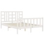 White solid wood bed frame with headboard 140x190 cm by vidaXL, Beds and slatted bases - Ref: Foro24-3191952, Price: 128,73 €...