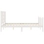 White solid wood bed frame with headboard 140x190 cm by vidaXL, Beds and slatted bases - Ref: Foro24-3191952, Price: 128,73 €...