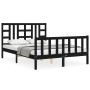 Bed frame with black solid wood headboard 160x200 cm by vidaXL, Beds and slatted bases - Ref: Foro24-3191985, Price: 179,99 €...